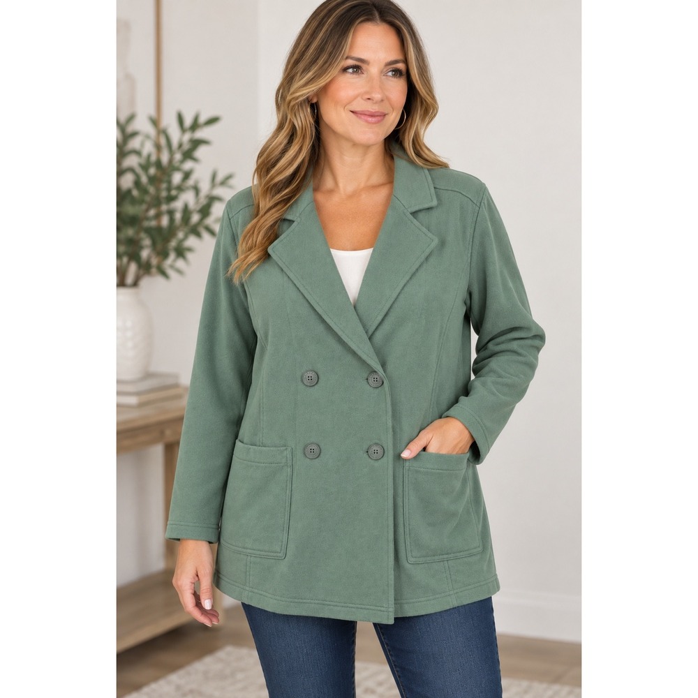 Tommy Bahama Coastal Women's XL Sage Green Cotton Double Breasted Blazer Jacket
